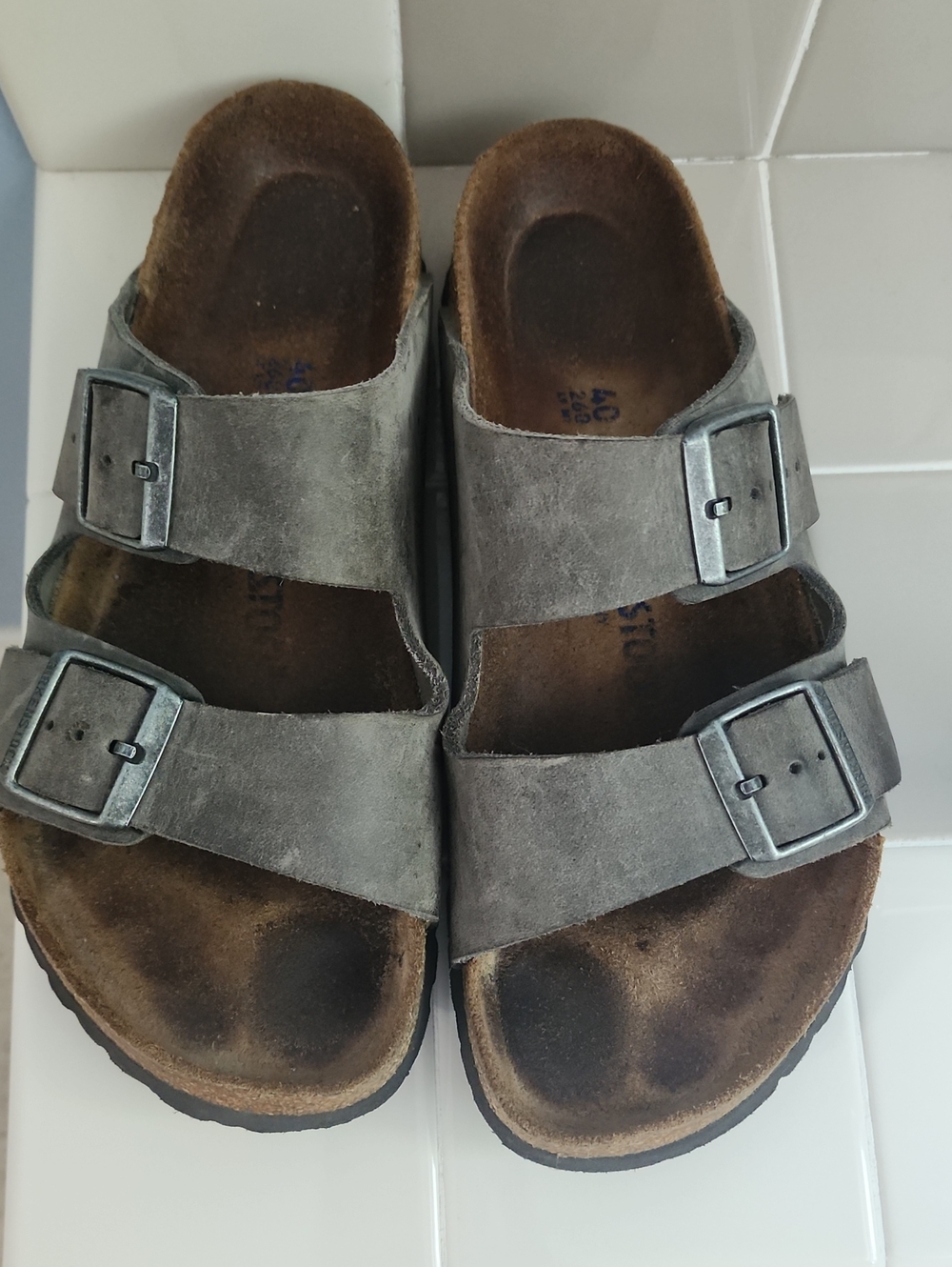 Grey Birkenstock Sandals